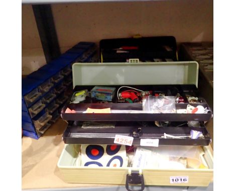 Shelf of toolboxes containing modelling equipment. Not available for in-house P&amp;P 