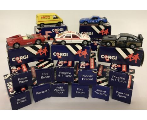 A collection of 17 boxed 1980's Corgi diecast cars. In as new condition. Comprising: 2 x Ford Escort, 2 x Police Rover, 2 x P