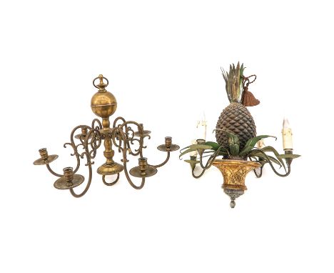 consisting of a chandelier and hanging lamp in the shape of a pineapple height 60 cm.