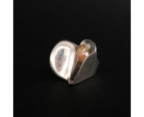 Silver set with acrylic, Darina's tear, year letter V, ring size 17