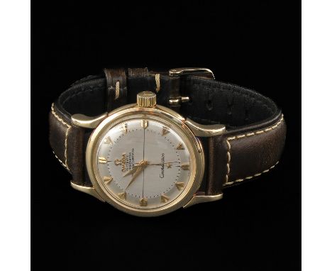 brand Omega Hammer model Constellation chronometer automatic 14KG case on leather strap diameter 34 mm.