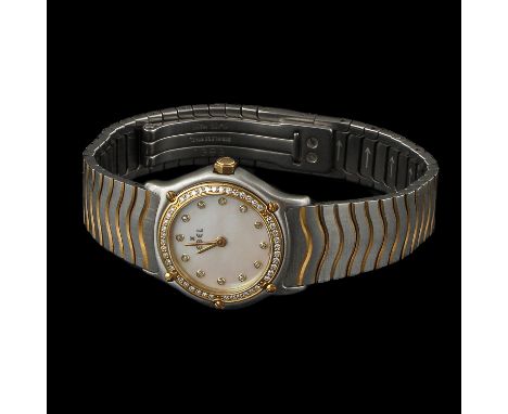 Brand Ebel model Classic with mother-of-pearl dial on steel strap case set with diamonds diameter 26 mm.