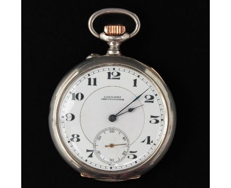 Silver brand Longines chronometer case diameter 50 mm.