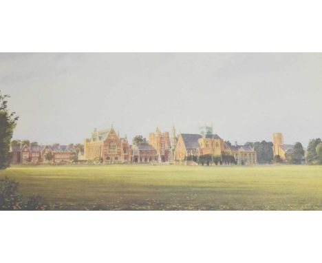 After Kenneth Tudd - Signed limited edition print - 'Clifton College', 32cm x 57cm, framed under glass