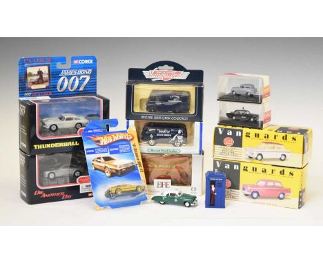 Quantity of diecast model vehicles to include; Corgi Dr Who Tardis, Hotwheels, EFE Exclusive First Editions, Vanguards, etc. 
