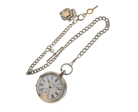 John Myers &amp; Co. London silver open face pocket watch, having a white enamel Roman dial, seconds subsidiary at the sixth 