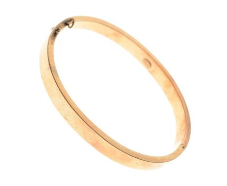 Plain hollow hinged bangle, stamped '15ct',  5.8cm internal diameter, 9.7g approx