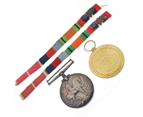 First World War medal pair awarded to Lieutenant C.R. Averill (2. Lieut. C.R. Averill), together with two Second World War ri