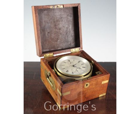 A Victorian mahogany and brass bound two day marine chronometer by A. Johannsen & Co, makers to the Admiralty, with British o