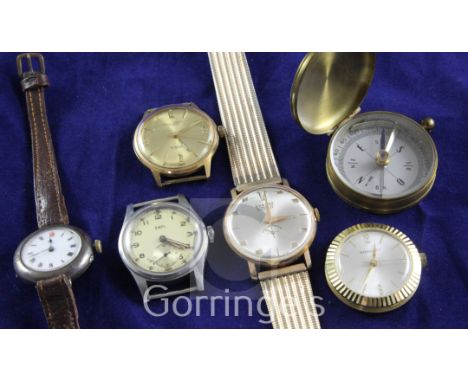 A 1940's/1950's Ebel military stainless steel wristwatch, with Arabic dial and subsidiary second, case back inscribed ATP bel