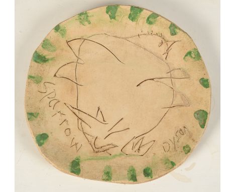JULIAN DYSON
Sparrow
Ceramic dish
Signed and inscribed
Diameter 22cm, irregular. 