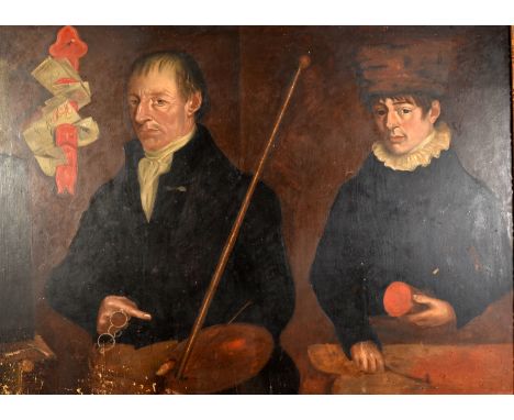 Portrait of an 18th century artist with his assistant
Oil on panel 
89 x 122cm.   Condition report: This is a post war painti
