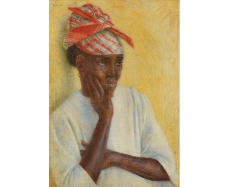 DOD PROCTER RA
Madame Moise 
Oil on panel, portrait
Signed 
Penlee House exhibition label to the back 
61 x 43.5cm
(See illus