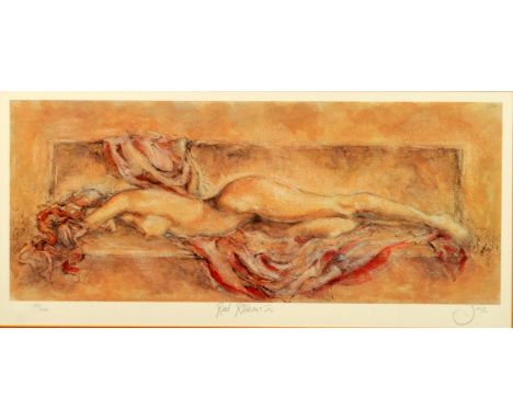 JOY KIRTON-SMITH
Red Ribbons
Lithograph 
#133/600
Signed and inscribed 
Paper size 22 x 56cm. 