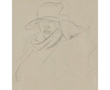 ERNEST PROCTER 
Woman in a Hat
Pencil on paper 
Exhibited at Penlee House 'Magic of the Line' exhibition
12 x 11cm. 
Provenan