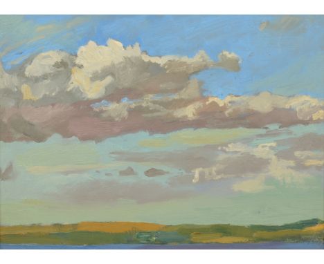 FRANCIS HEWLETT
Clouds at Flushing 
Oil on panel 
Signed and inscribed to the back 
24 x 32cm. 