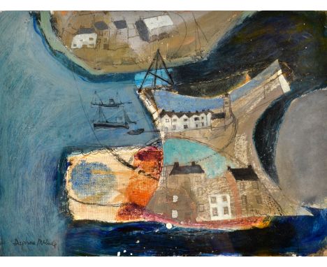 DAPHNE McCLURE
Porthleven
Mixed media
Signed 
30 x 40cm 
(See illustration)