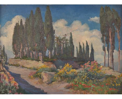 EUGENIO RAPPA
Primavera Liguria
Oil on panel
Signed, inscribed to the back
28 x 38cm.