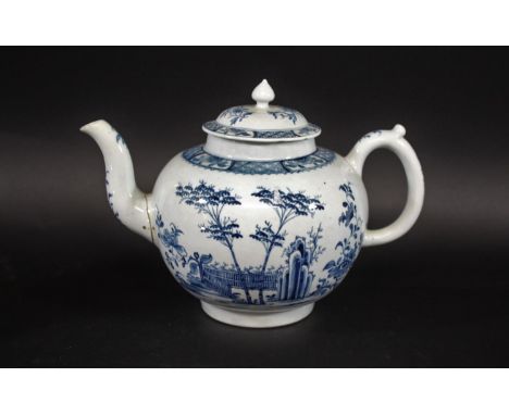 18THC WORCESTER PUNCH POT a large punch pot painted in the Plantation design, circa 1755-1760 (some damages and restoration).