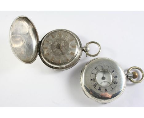A 19TH CENTURY SILVER FULL HUNTING CASED POCKET WATCH the silver foliate dial with Roman numerals, the movement signed S. Sol