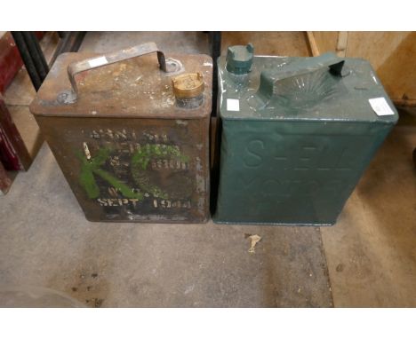 Two vintage Shell fuel cans 