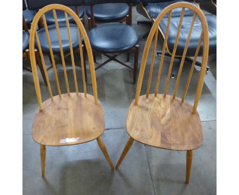 A pair of Ercol elm and beech Quaker chairs 