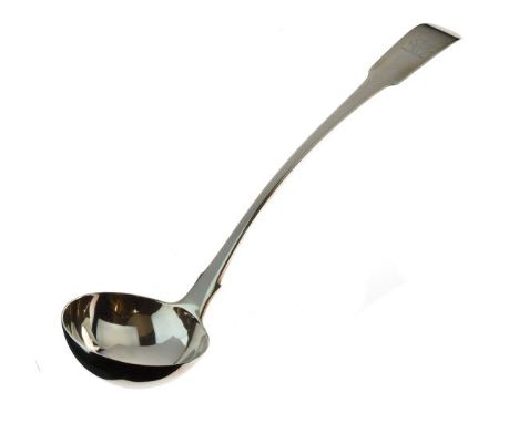 George IV silver Fiddle pattern ladle, sponsors mark of William Bateman I, London 1823, 35.75cm long, 8oz approx  Condition: 