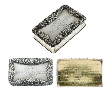 John Cartwright/Hampden Club Interest - A William IV silver snuff box presented to Thomas Cleary Secretary of the Hampden Clu