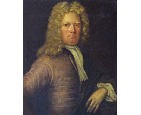 Manner of Sir Godfrey Kneller - Oil on canvas - Half-length portrait of a 17th Century gentleman, reputedly James Birch, Serg