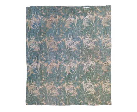 William Morris - A joined panel of Tulip printed cotton in green and cream, 118cm x 102cm Provenance - Ex Smeaton Manor Condi