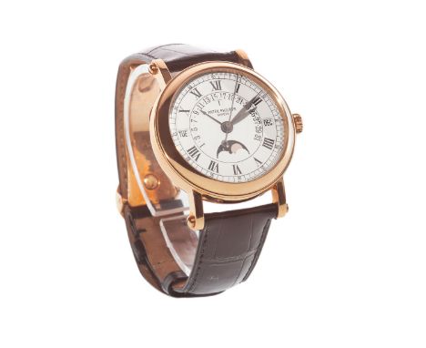 GENTLEMAN'S RARE PATEK PHILIPPE 5059R EIGHTEEN CARAT ROSE GOLD AUTOMATIC PERPETUAL CALENDAR WRIST WATCH, calibre 315, 31 jewe