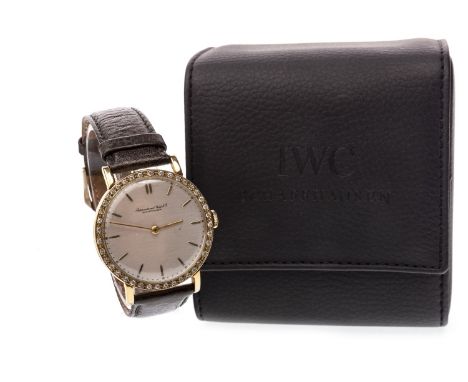GENTLEMAN'S DIAMOND SET GOLD PLATED IWC WRIST WATCH, signed 17 jewel movement, the dial signed 'International Watch Co, Shauf