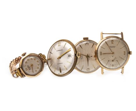 GENTLEMAN'S GOLD SMITHS MANUAL WIND WRIST WATCH, the machined dial with applied gold coloured baton hour markers, subsidiary 