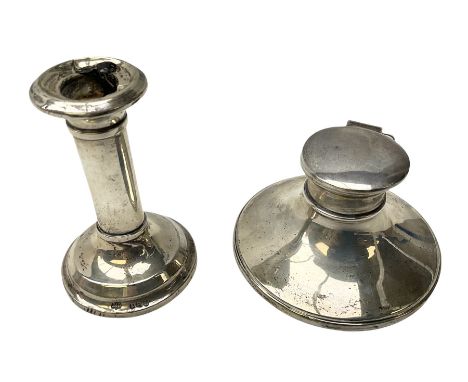 1920's silver mounted capstan inkwell, hallmarked Charles Boyton &amp; Son Ltd, London 1929, together with an early 20th cent
