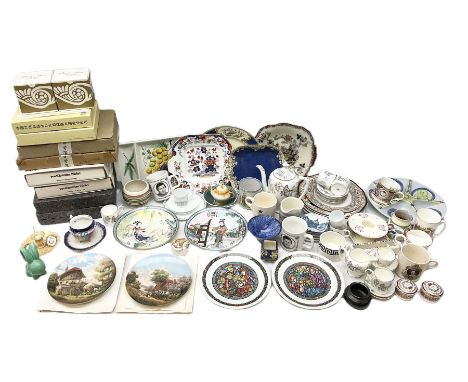 Quantity of Victorian and later ceramics to include Coalport 'Camelot' pattern coffee service for six, Poole vase and candle 