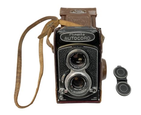 Minolta Autocord camera,serial no. 192659, 'View- Rokkor 1:32 f=75mm no.1986165' lens and 'Chiyoko Rokkor 1:3.5 f=75mm lens n