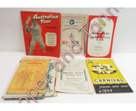 Sporting interest - various programmes including Radstock Town FC v Yeovil and Petters United FA Challenge Cup November 13th 