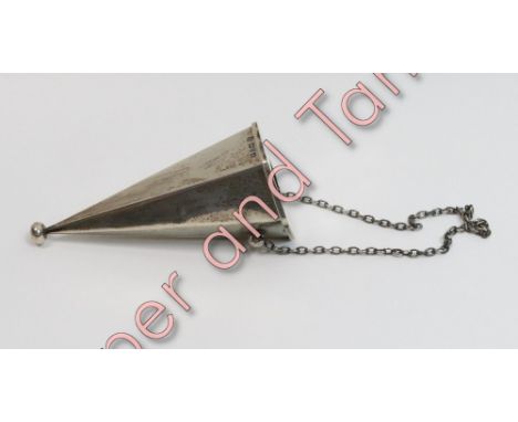 A silver posy holder, by Deakin &amp; Deakin, Chester 1912, of tapering hexagonal form with a bun shaped finial, hinged openi