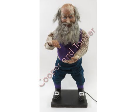 A painted composition and plastic electric automaton figure of an old man in Tyrolean type costume, 84cms high
