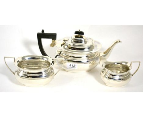 Silver three piece tea service Birmingham hallmark 
