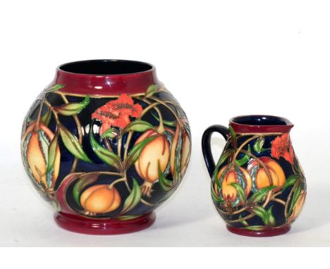 A Moorcroft pottery 'Plevriana' pattern jug by Rachel Bishop, 2003, with painted and impressed marks (first quality); togethe