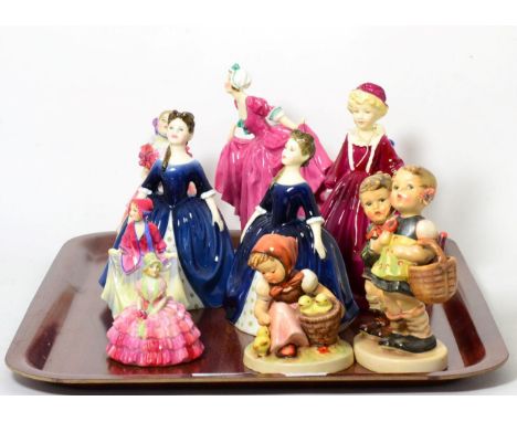 Eight Royal Doulton figures and two Goebel figures (10)