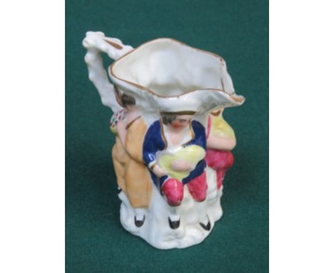 EARLY 19th CENTURY STAFFORDSHIRE HANDPAINTED FIGURE FORM CERAMIC MILK JUG, APPROXIMATELY 10cm HIGH
