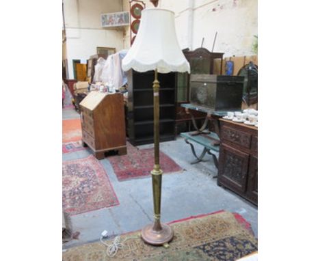 VINTAGE BRASS AND COPPER STANDARD LAMP WITH SHADE 