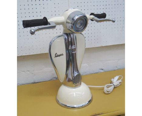 TABLE LAMP, in the form of a Vespa shield, headlamp and crossbar, 40cm H.