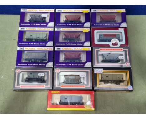 Twelve boxed Dapol 00 gauge Wagons including BR and private owner Hoppers and a boxed Hornby BR 20 Ton Hopper, generally Ex, 