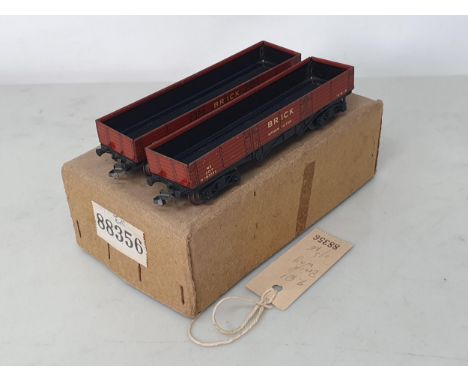Two rare Hornby Dublo factory repair Brick Truck with pre-war bodies placed on later post-war BR chassis. Still wrapped in br
