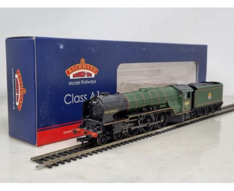 A boxed Bachmann 00 gauge A1 Locomotive 'Meg Merrilies' in BR early crest green livery, DCC 8 fitted, appears lightly run in 