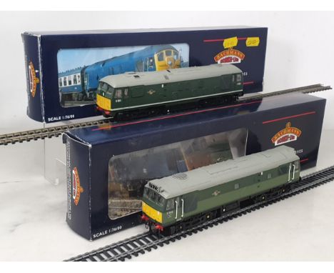 A boxed Bachmann 00 gauge Class 24 Diesel Locomotive in BR green livery, Ex, box Ex, and a boxed Class 25/3 in BR green liver