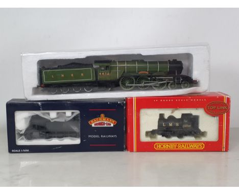 A boxed Bachmann 00 gauge 45XX 2-6-2T in BR black livery with factory weathering, Nr M, box VG-Ex; a boxed Hornby 00 gauge R2